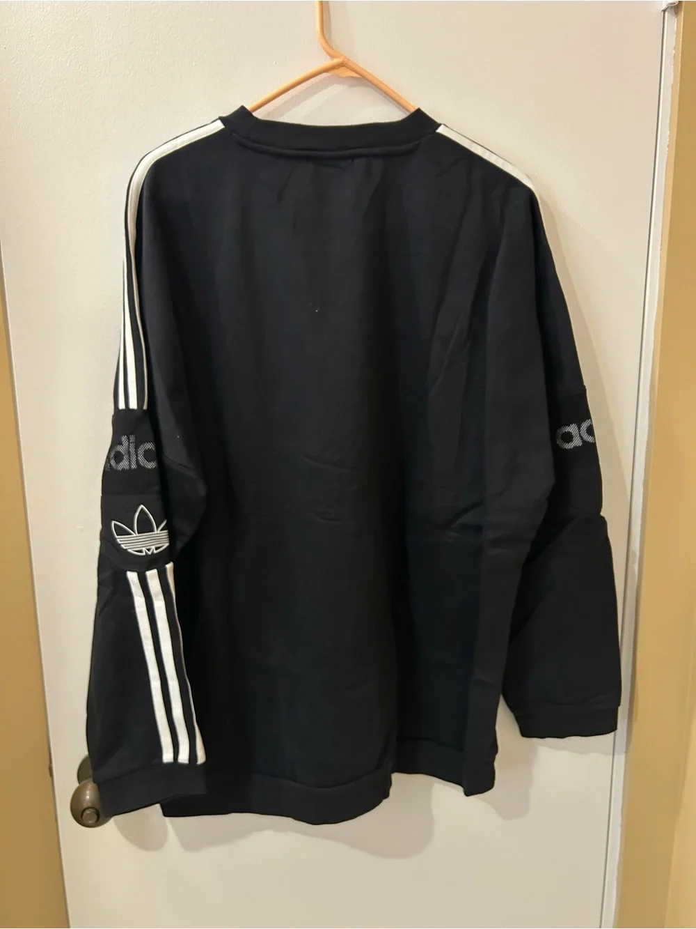 adidas Black Crewneck Sweatshirt with White Three-Stripes